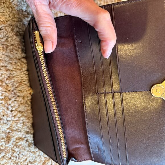 COACH® | Burgundy  double flap with gold and leather straps and wallet - Picture 13 of 14